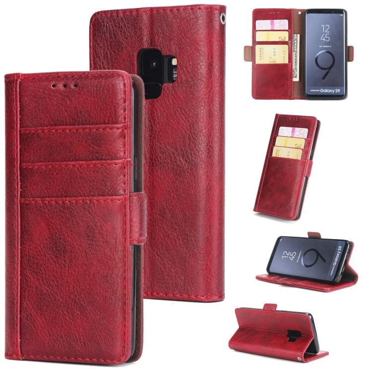 For Galaxy S9 External Three Card Slots Leather Texture Horizontal Flip TPU + PU Case, with Card Slots & Holder & Wallet