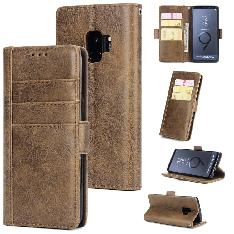 For Galaxy S9 External Three Card Slots Leather Texture Horizontal Flip TPU + PU Case, with Card Slots & Holder & Wallet