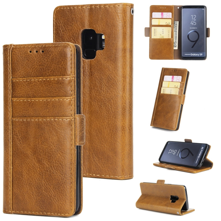For Galaxy S9 External Three Card Slots Leather Texture Horizontal Flip TPU + PU Case, with Card Slots & Holder & Wallet