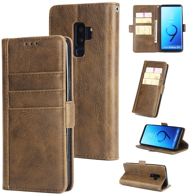 For Galaxy S9+ External Three Card Slots Leather Texture Horizontal Flip TPU + PU Case, with Card Slots & Holder & Wallet