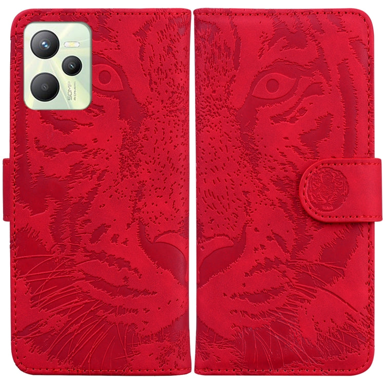 For OPPO Realme C35 Tiger Embossing Pattern Leather Phone Case
