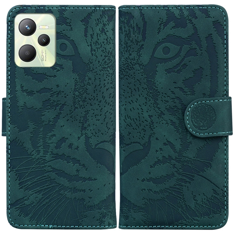 For OPPO Realme C35 Tiger Embossing Pattern Leather Phone Case