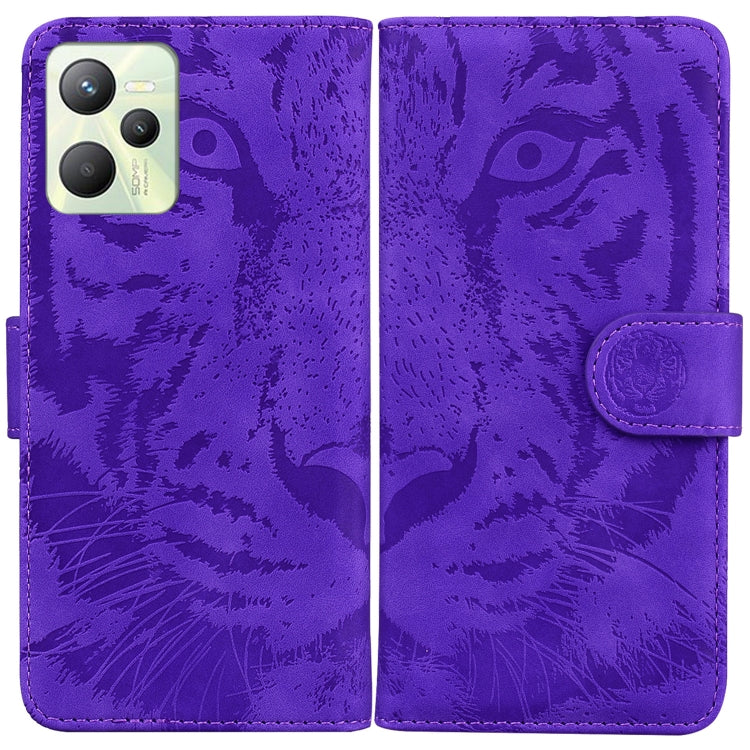 For OPPO Realme C35 Tiger Embossing Pattern Leather Phone Case