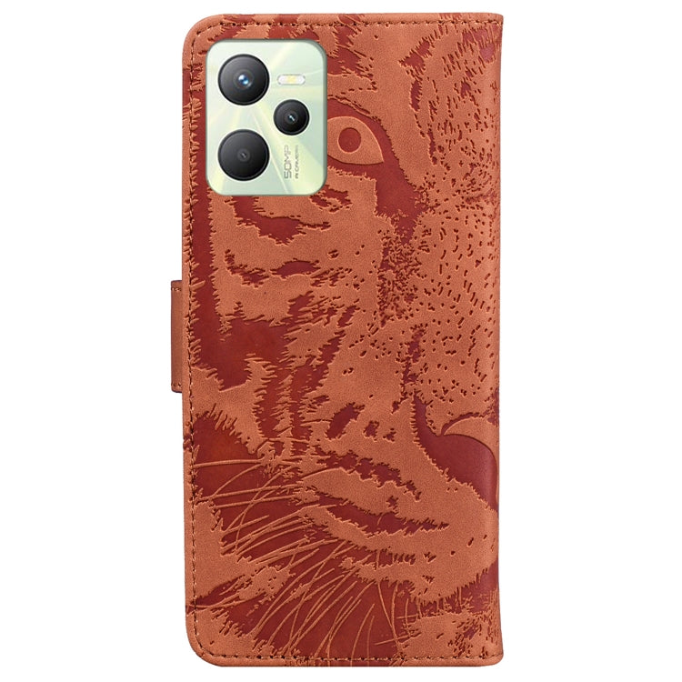 For OPPO Realme C35 Tiger Embossing Pattern Leather Phone Case