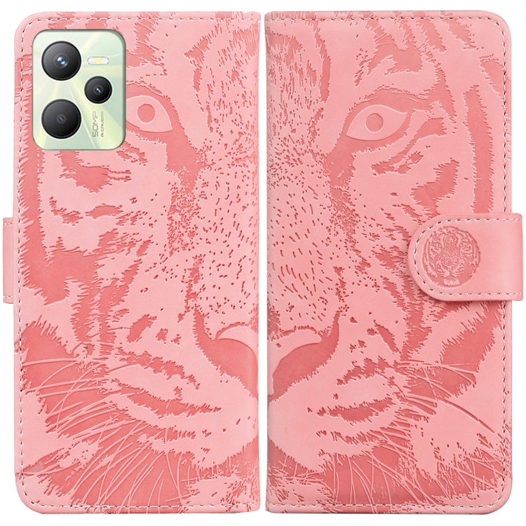 For OPPO Realme C35 Tiger Embossing Pattern Leather Phone Case