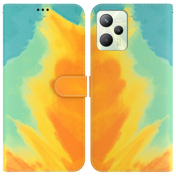 For OPPO Realme C35 Watercolor Pattern Horizontal Flip Leather Phone Case