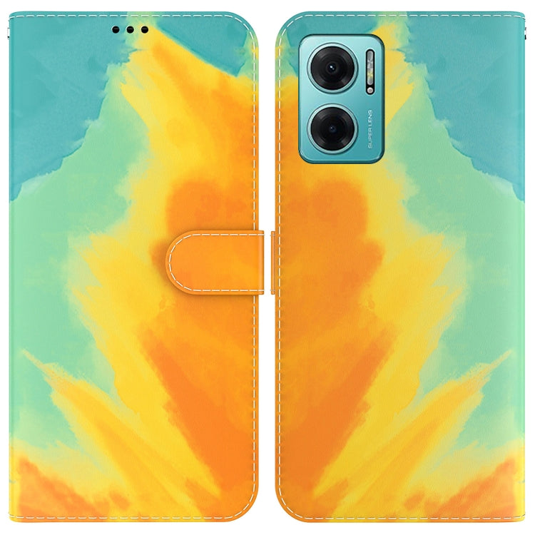 For Xiaomi Redmi Note 11E / Redmi 10 5G Watercolor Pattern Horizontal Flip Leather Phone Case