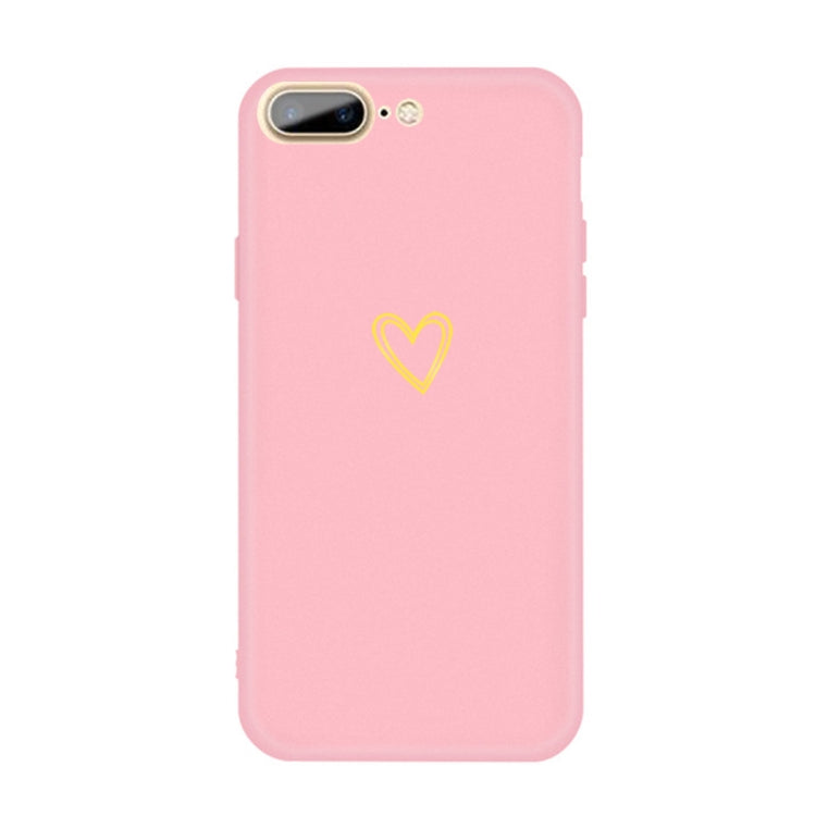 For iPhone 8 Plus / 7 Plus Golden Love-heart Pattern Colorful Frosted TPU Phone Protective Case