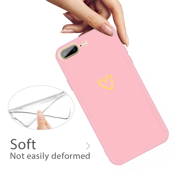 For iPhone 8 Plus / 7 Plus Golden Love-heart Pattern Colorful Frosted TPU Phone Protective Case