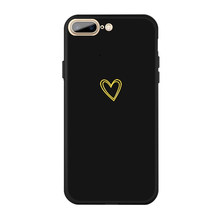 For iPhone 8 Plus / 7 Plus Golden Love-heart Pattern Colorful Frosted TPU Phone Protective Case