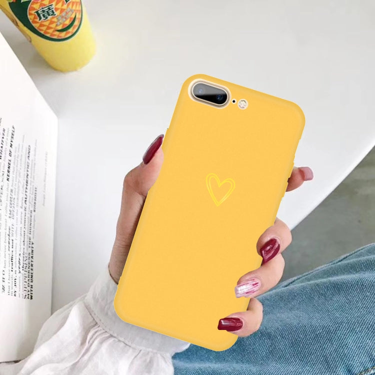 For iPhone 8 Plus / 7 Plus Golden Love-heart Pattern Colorful Frosted TPU Phone Protective Case