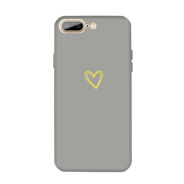 For iPhone 8 Plus / 7 Plus Golden Love-heart Pattern Colorful Frosted TPU Phone Protective Case