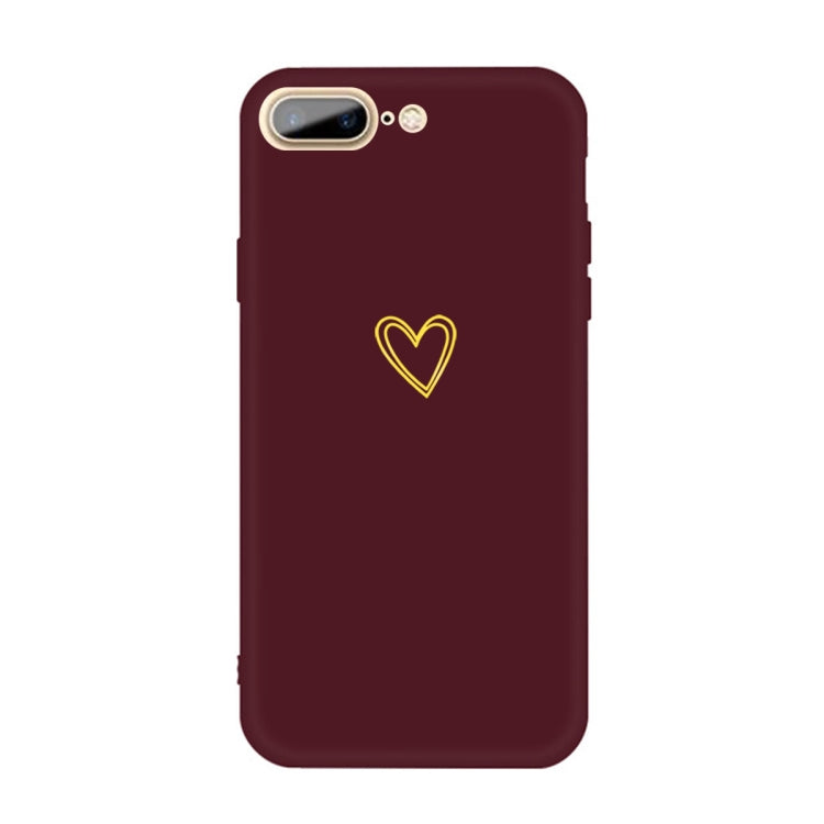 For iPhone 8 Plus / 7 Plus Golden Love-heart Pattern Colorful Frosted TPU Phone Protective Case