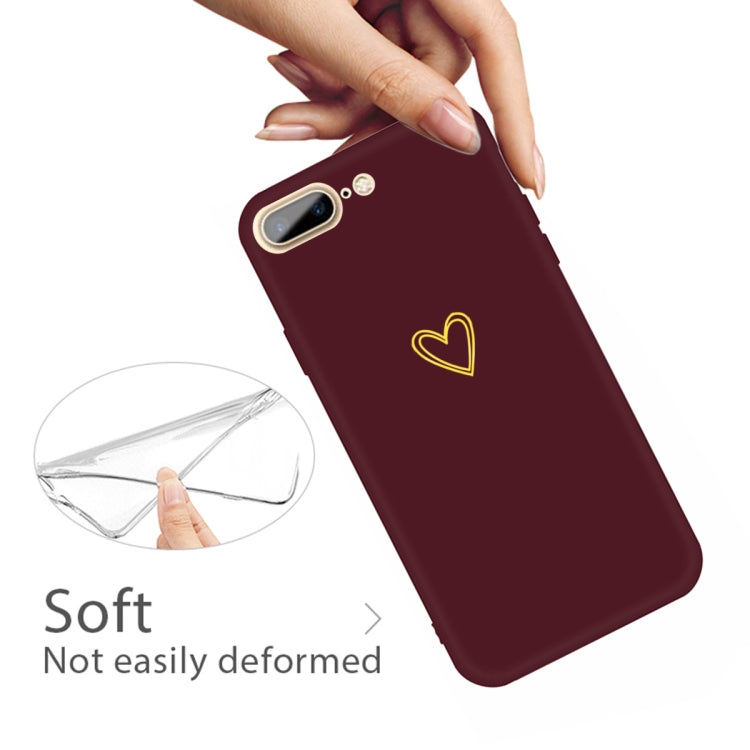 For iPhone 8 Plus / 7 Plus Golden Love-heart Pattern Colorful Frosted TPU Phone Protective Case