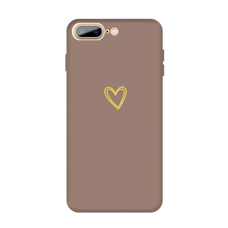 For iPhone 8 Plus / 7 Plus Golden Love-heart Pattern Colorful Frosted TPU Phone Protective Case