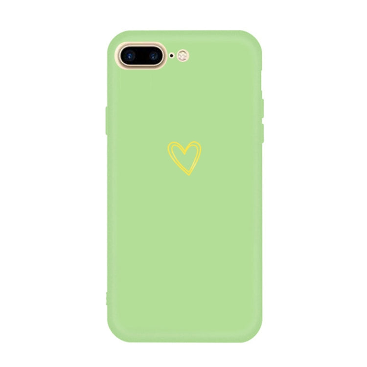 For iPhone 8 Plus / 7 Plus Golden Love-heart Pattern Colorful Frosted TPU Phone Protective Case