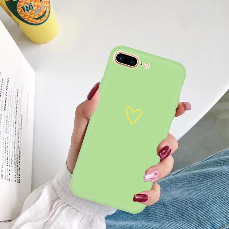For iPhone 8 Plus / 7 Plus Golden Love-heart Pattern Colorful Frosted TPU Phone Protective Case