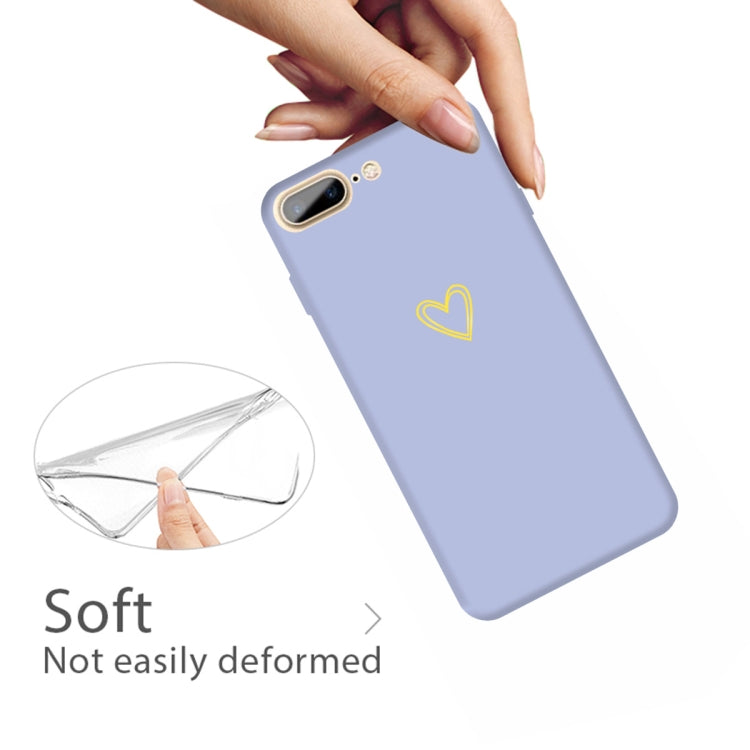 For iPhone 8 Plus / 7 Plus Golden Love-heart Pattern Colorful Frosted TPU Phone Protective Case
