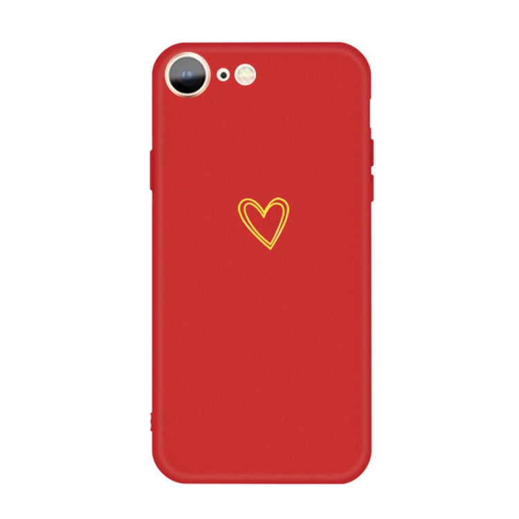 For iPhone SE 2022 / SE 2020 / 8 / 7 Golden Love-heart Pattern Colorful Frosted TPU Phone Protective Case