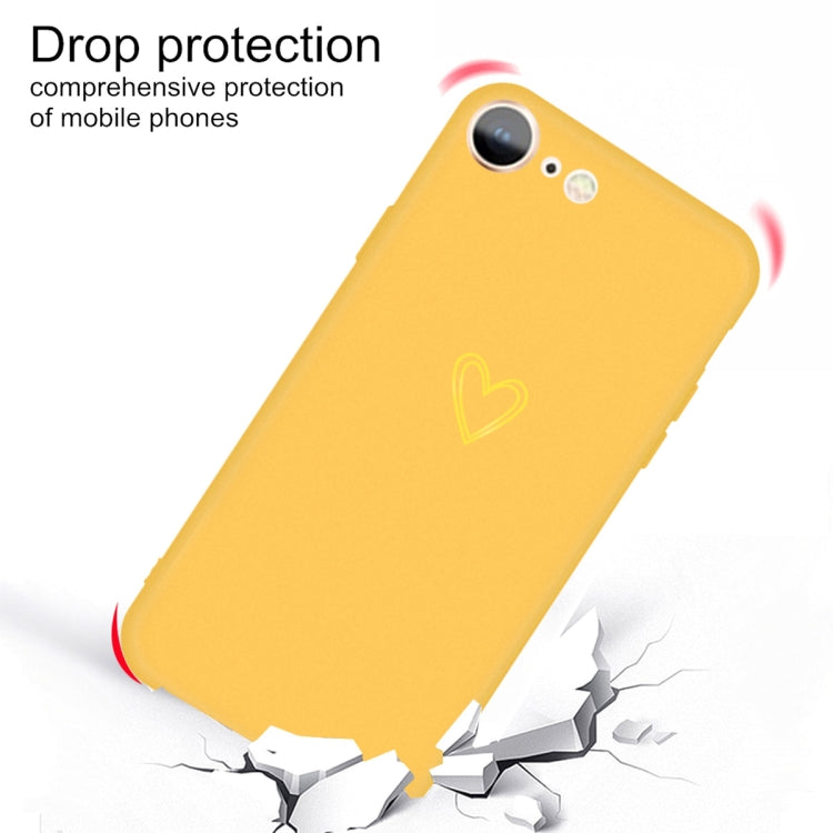 For iPhone SE 2022 / SE 2020 / 8 / 7 Golden Love-heart Pattern Colorful Frosted TPU Phone Protective Case