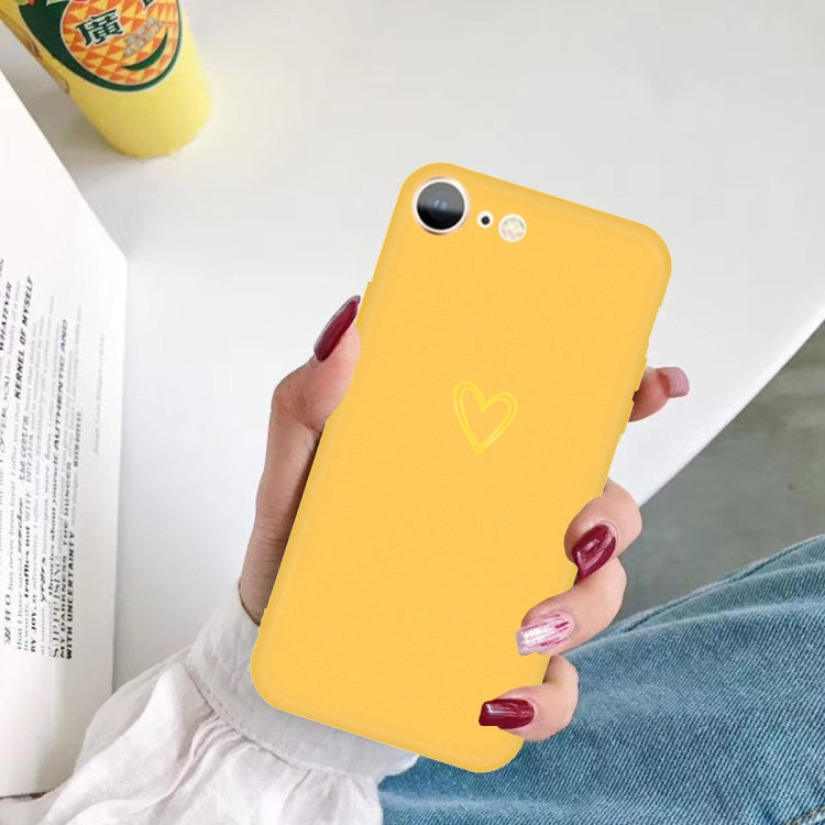 For iPhone SE 2022 / SE 2020 / 8 / 7 Golden Love-heart Pattern Colorful Frosted TPU Phone Protective Case