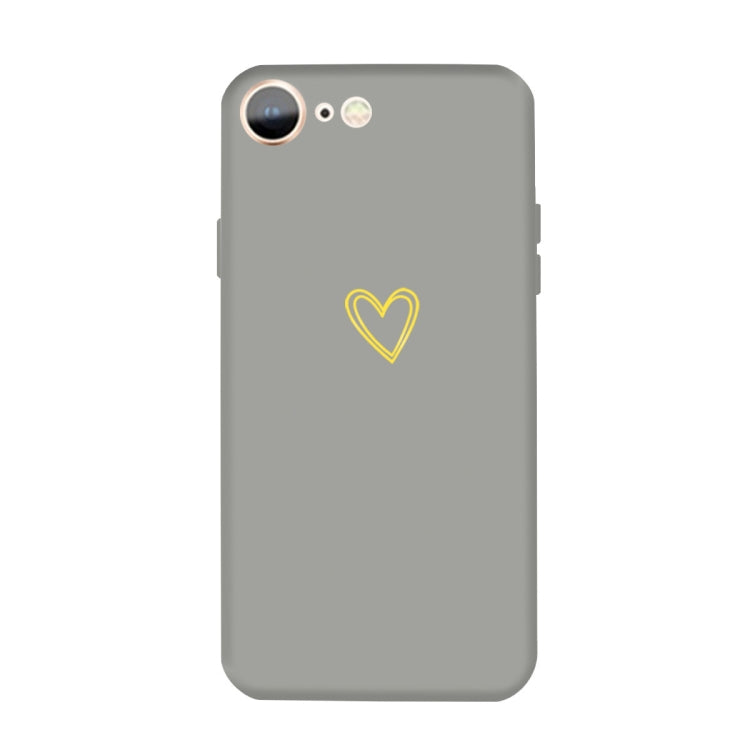 For iPhone SE 2022 / SE 2020 / 8 / 7 Golden Love-heart Pattern Colorful Frosted TPU Phone Protective Case
