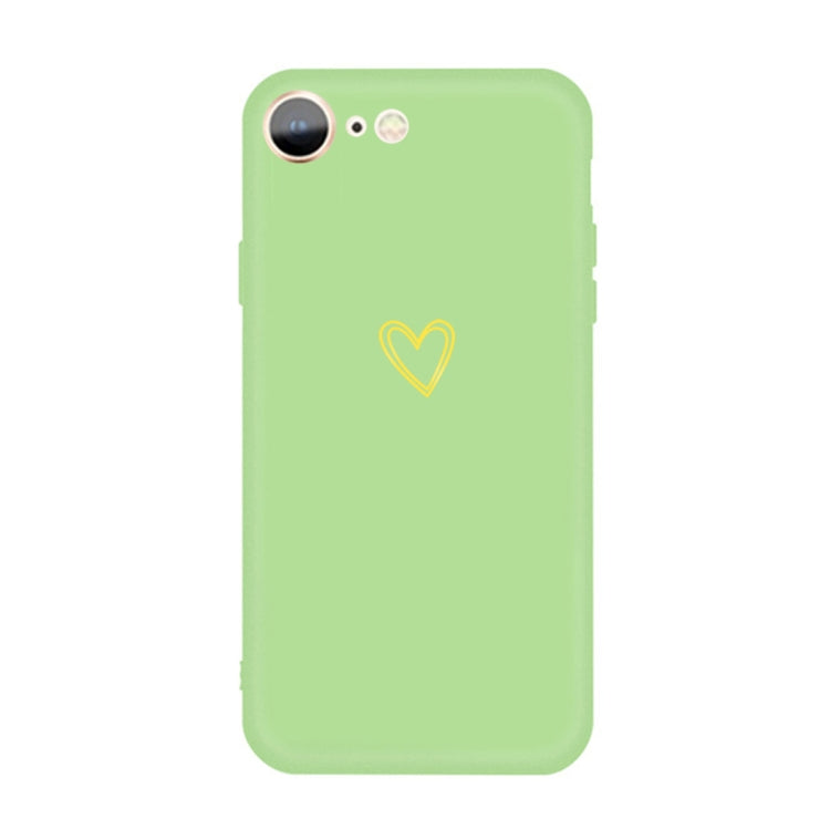 For iPhone SE 2022 / SE 2020 / 8 / 7 Golden Love-heart Pattern Colorful Frosted TPU Phone Protective Case