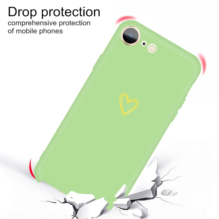 For iPhone SE 2022 / SE 2020 / 8 / 7 Golden Love-heart Pattern Colorful Frosted TPU Phone Protective Case