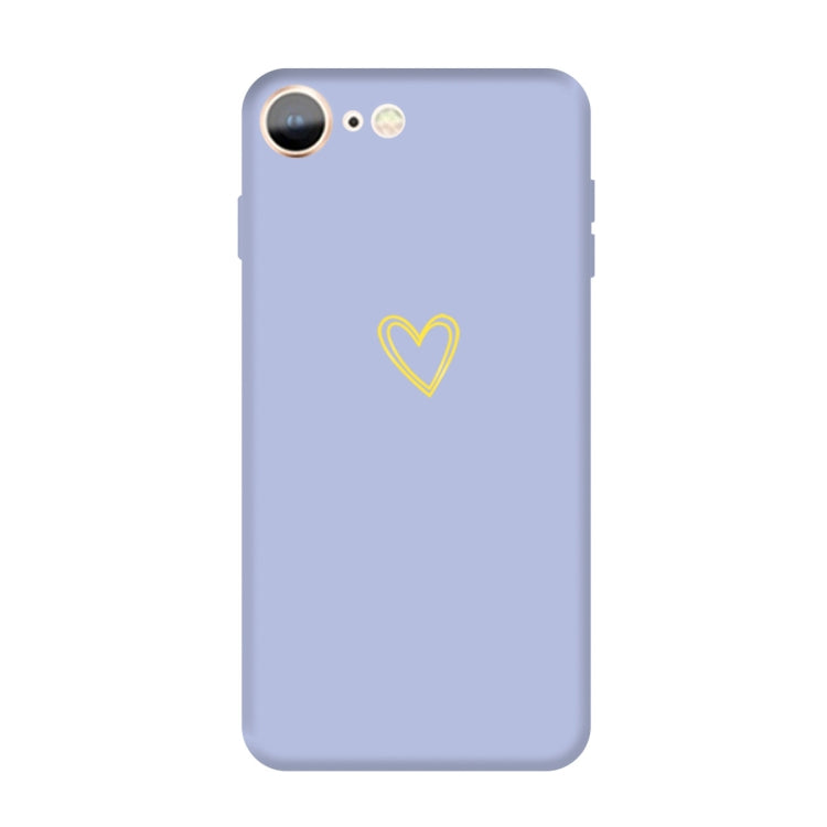 For iPhone SE 2022 / SE 2020 / 8 / 7 Golden Love-heart Pattern Colorful Frosted TPU Phone Protective Case