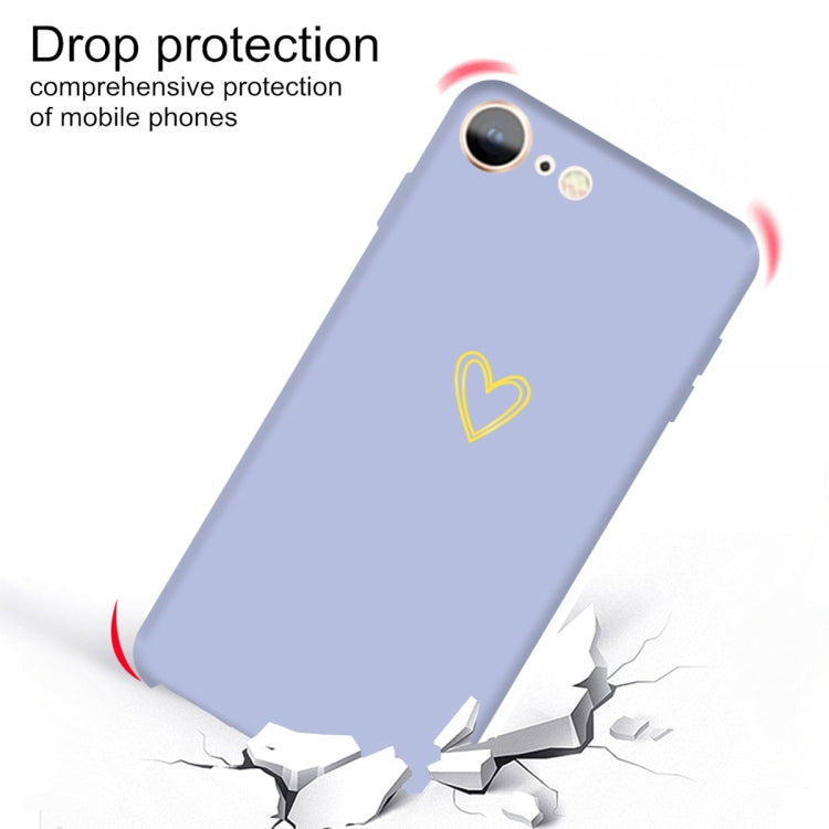 For iPhone SE 2022 / SE 2020 / 8 / 7 Golden Love-heart Pattern Colorful Frosted TPU Phone Protective Case