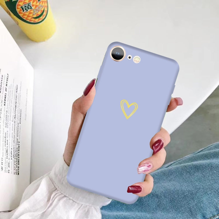 For iPhone SE 2022 / SE 2020 / 8 / 7 Golden Love-heart Pattern Colorful Frosted TPU Phone Protective Case