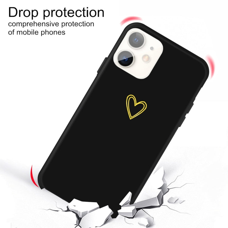 For iPhone 11 Golden Love-heart Pattern Colorful Frosted TPU Phone Protective Case