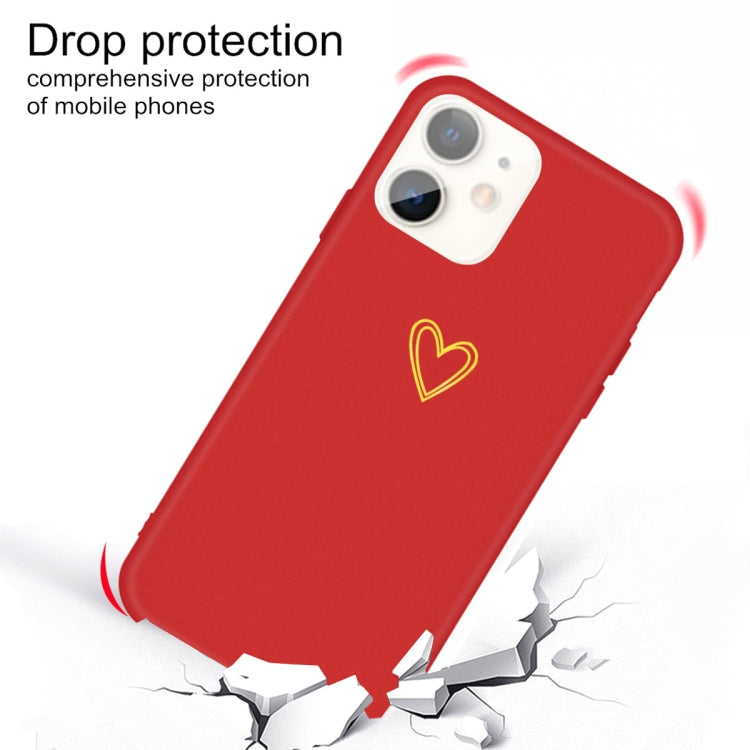 For iPhone 11 Golden Love-heart Pattern Colorful Frosted TPU Phone Protective Case