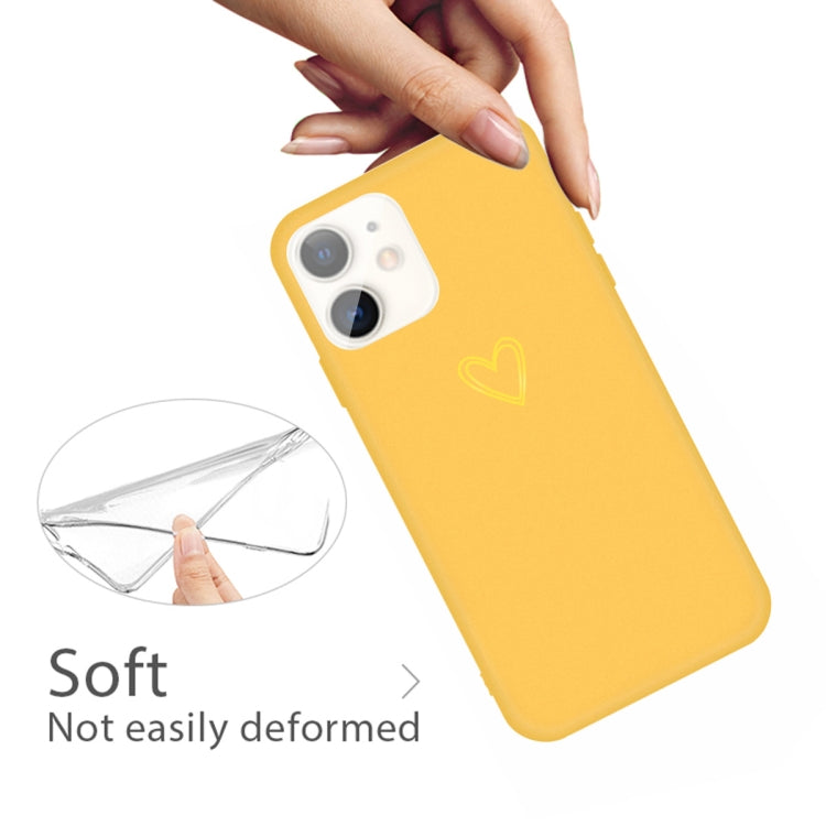 For iPhone 11 Golden Love-heart Pattern Colorful Frosted TPU Phone Protective Case