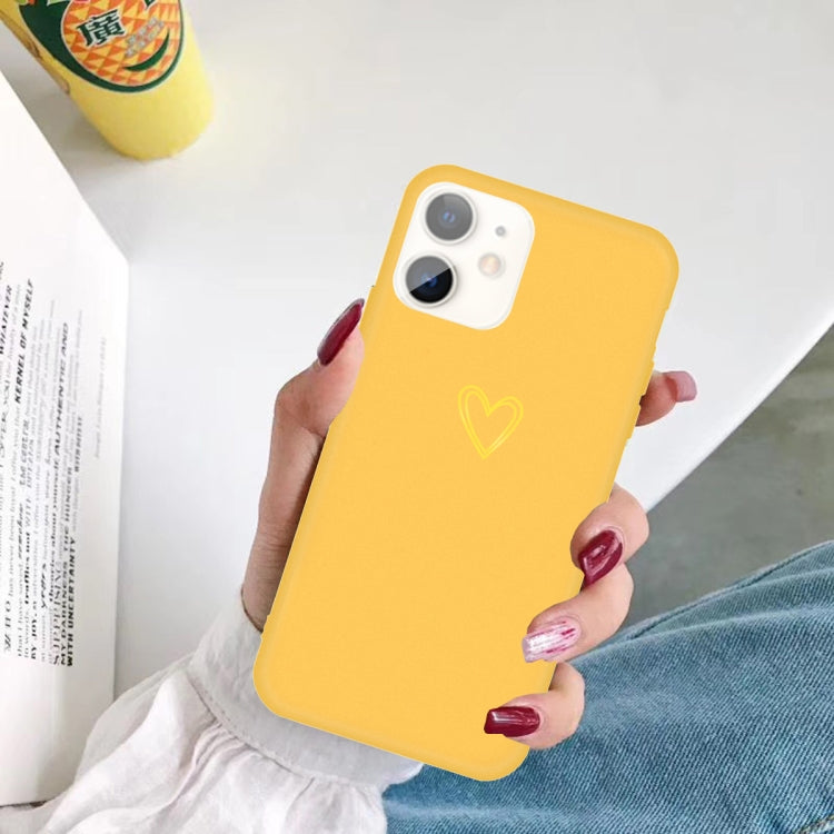 For iPhone 11 Golden Love-heart Pattern Colorful Frosted TPU Phone Protective Case