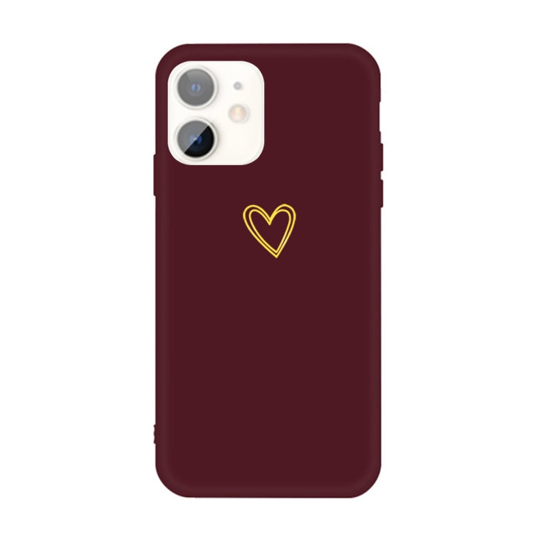 For iPhone 11 Golden Love-heart Pattern Colorful Frosted TPU Phone Protective Case
