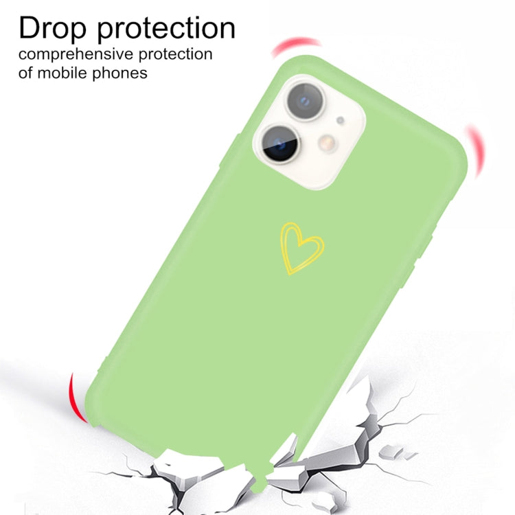 For iPhone 11 Golden Love-heart Pattern Colorful Frosted TPU Phone Protective Case