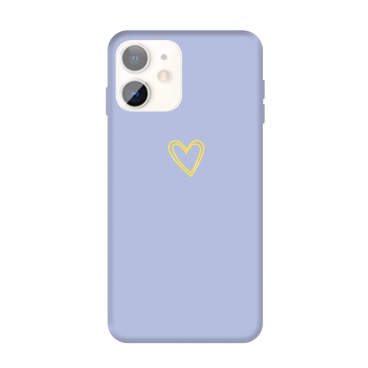 For iPhone 11 Golden Love-heart Pattern Colorful Frosted TPU Phone Protective Case