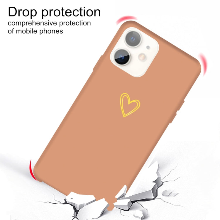 For iPhone 11 Golden Love-heart Pattern Colorful Frosted TPU Phone Protective Case