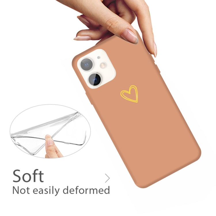 For iPhone 11 Golden Love-heart Pattern Colorful Frosted TPU Phone Protective Case