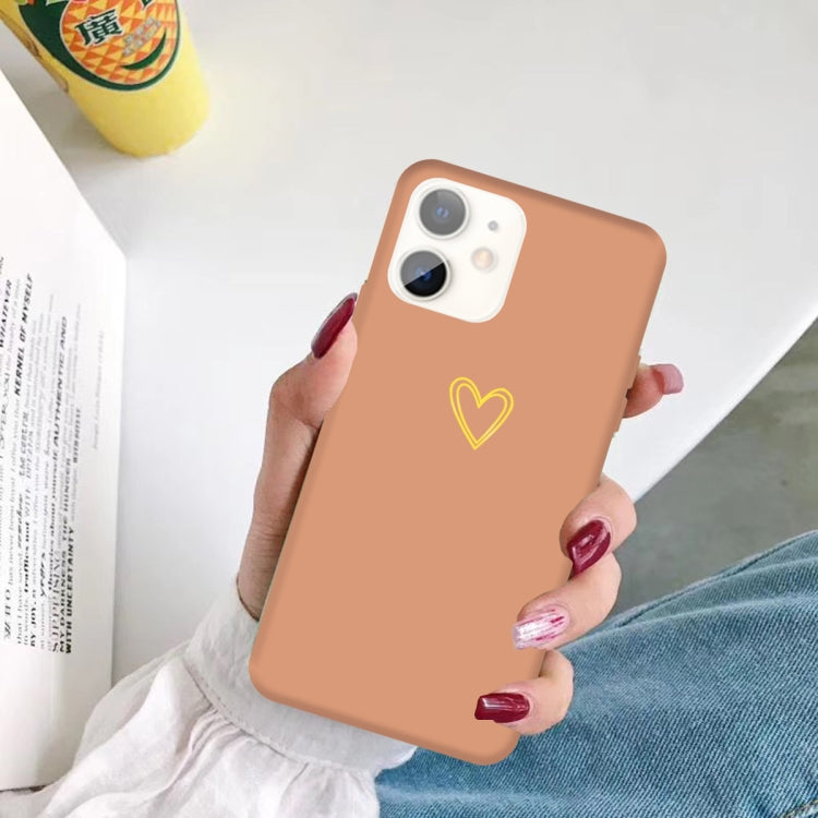 For iPhone 11 Golden Love-heart Pattern Colorful Frosted TPU Phone Protective Case
