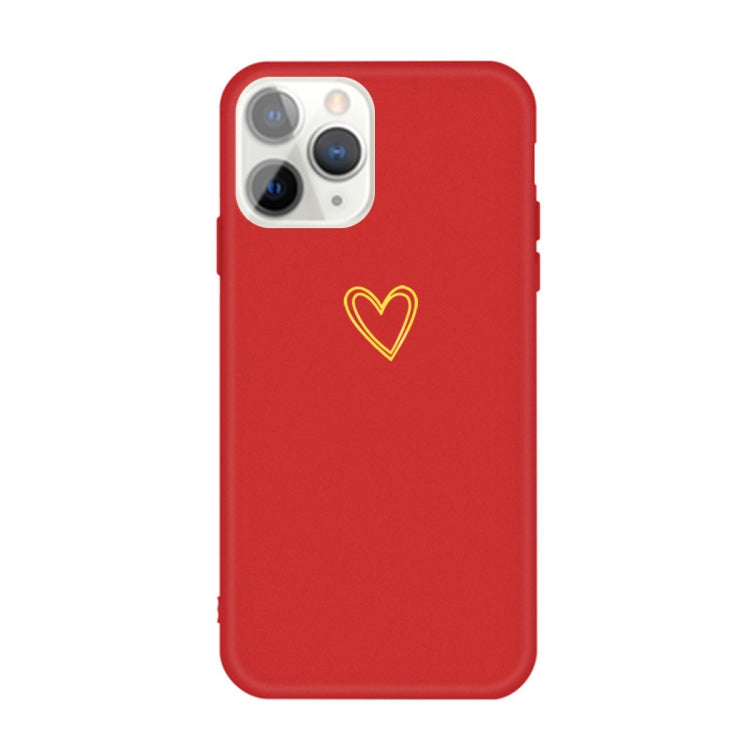 For iPhone 11 Pro Golden Love-heart Pattern Colorful Frosted TPU Phone Protective Case