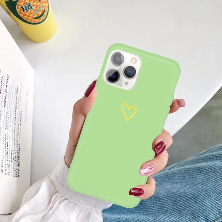 For iPhone 11 Pro Golden Love-heart Pattern Colorful Frosted TPU Phone Protective Case