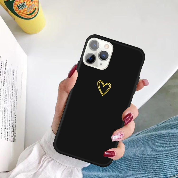 For iPhone 11 Pro Max Golden Love-heart Pattern Colorful Frosted TPU Phone Protective Case