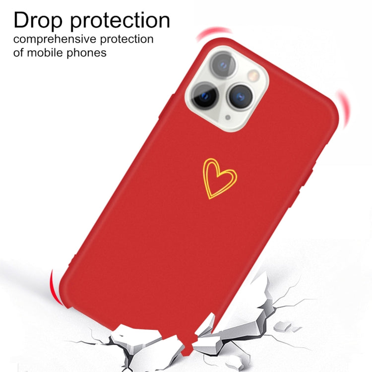 For iPhone 11 Pro Max Golden Love-heart Pattern Colorful Frosted TPU Phone Protective Case