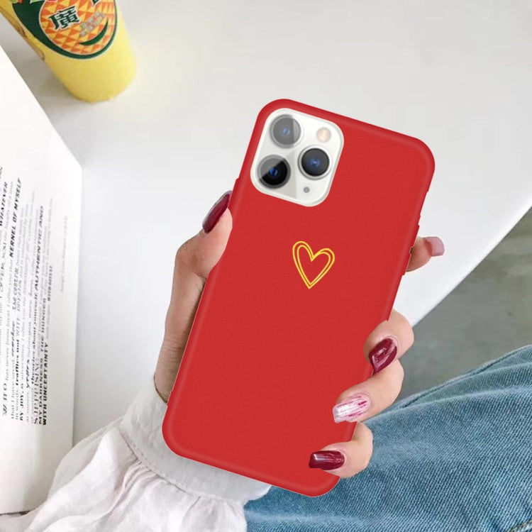 For iPhone 11 Pro Max Golden Love-heart Pattern Colorful Frosted TPU Phone Protective Case