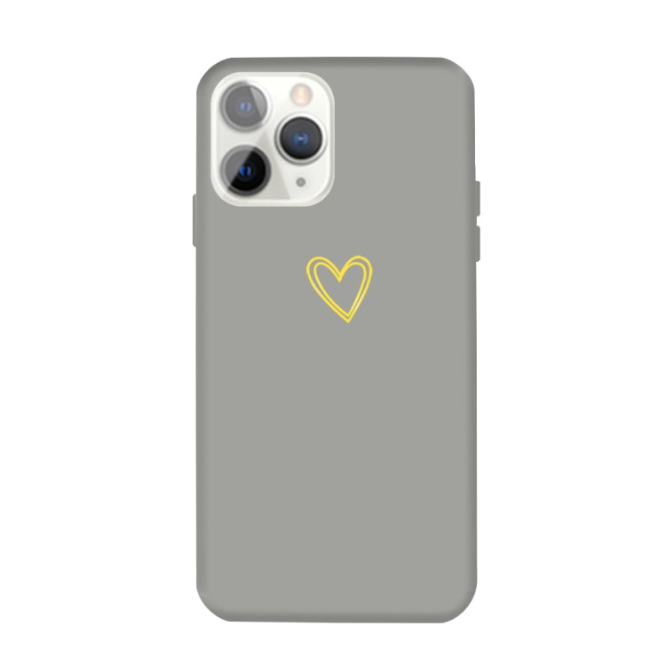 For iPhone 11 Pro Max Golden Love-heart Pattern Colorful Frosted TPU Phone Protective Case