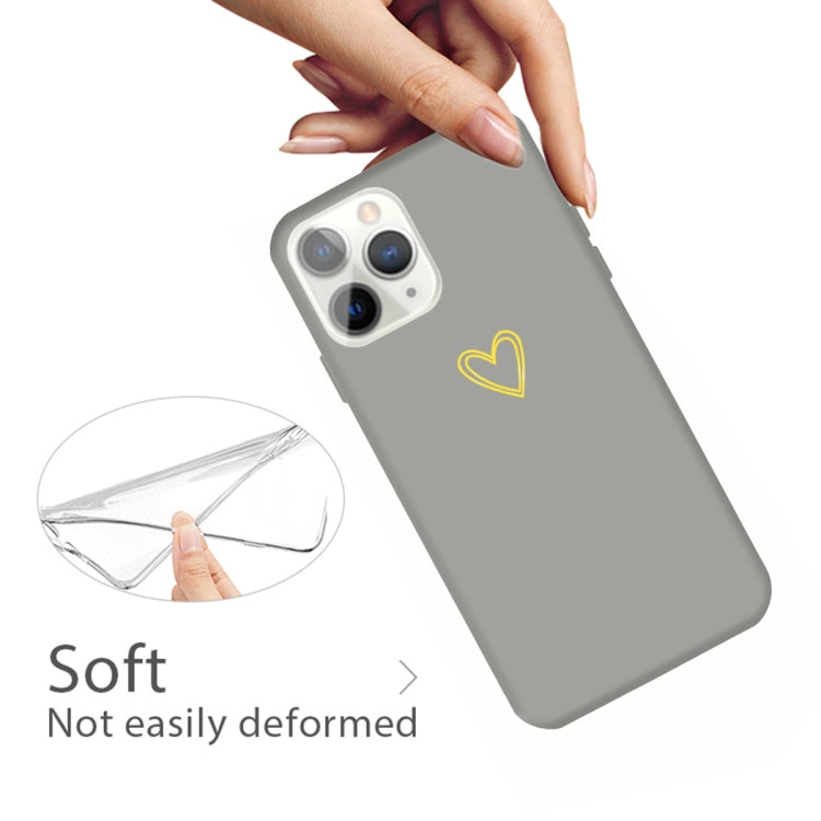 For iPhone 11 Pro Max Golden Love-heart Pattern Colorful Frosted TPU Phone Protective Case