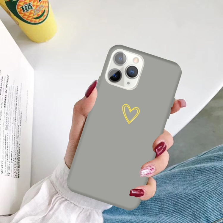 For iPhone 11 Pro Max Golden Love-heart Pattern Colorful Frosted TPU Phone Protective Case