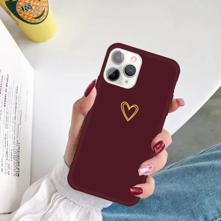 For iPhone 11 Pro Max Golden Love-heart Pattern Colorful Frosted TPU Phone Protective Case